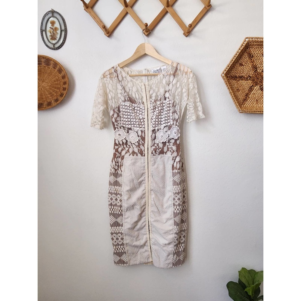 Beguile by Byron Lars retro 50s Barbie dress cream lace 6